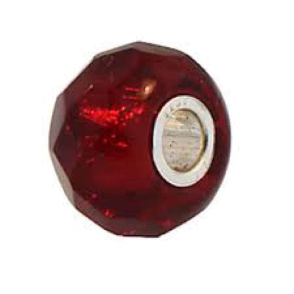 Authentic Retired Trollbeads Faceted Red Glass Charm with Silver Core